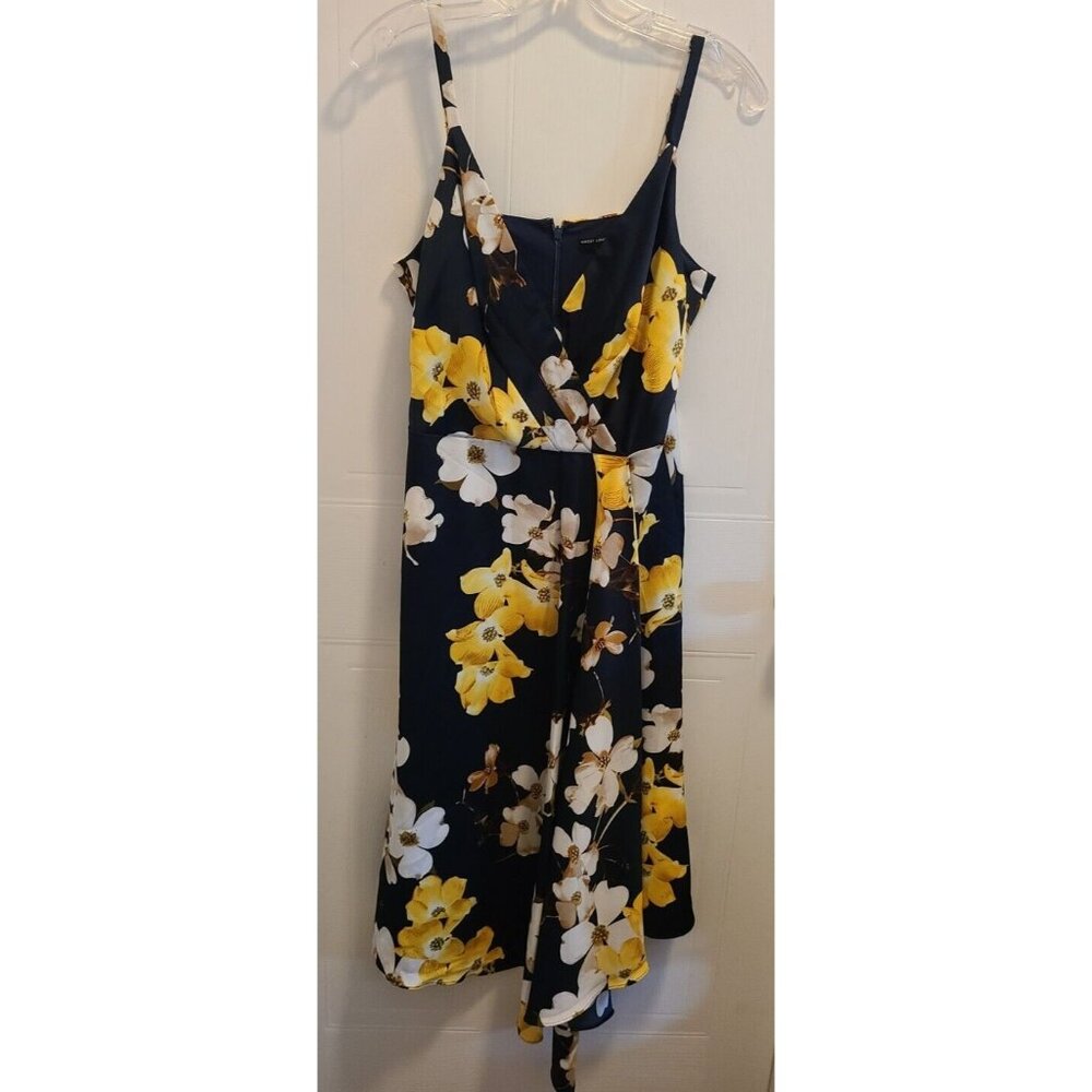 Maggy London Women's Sleeveless V Neck Midi Dress Asymmetrical Hem Floral Sz 10